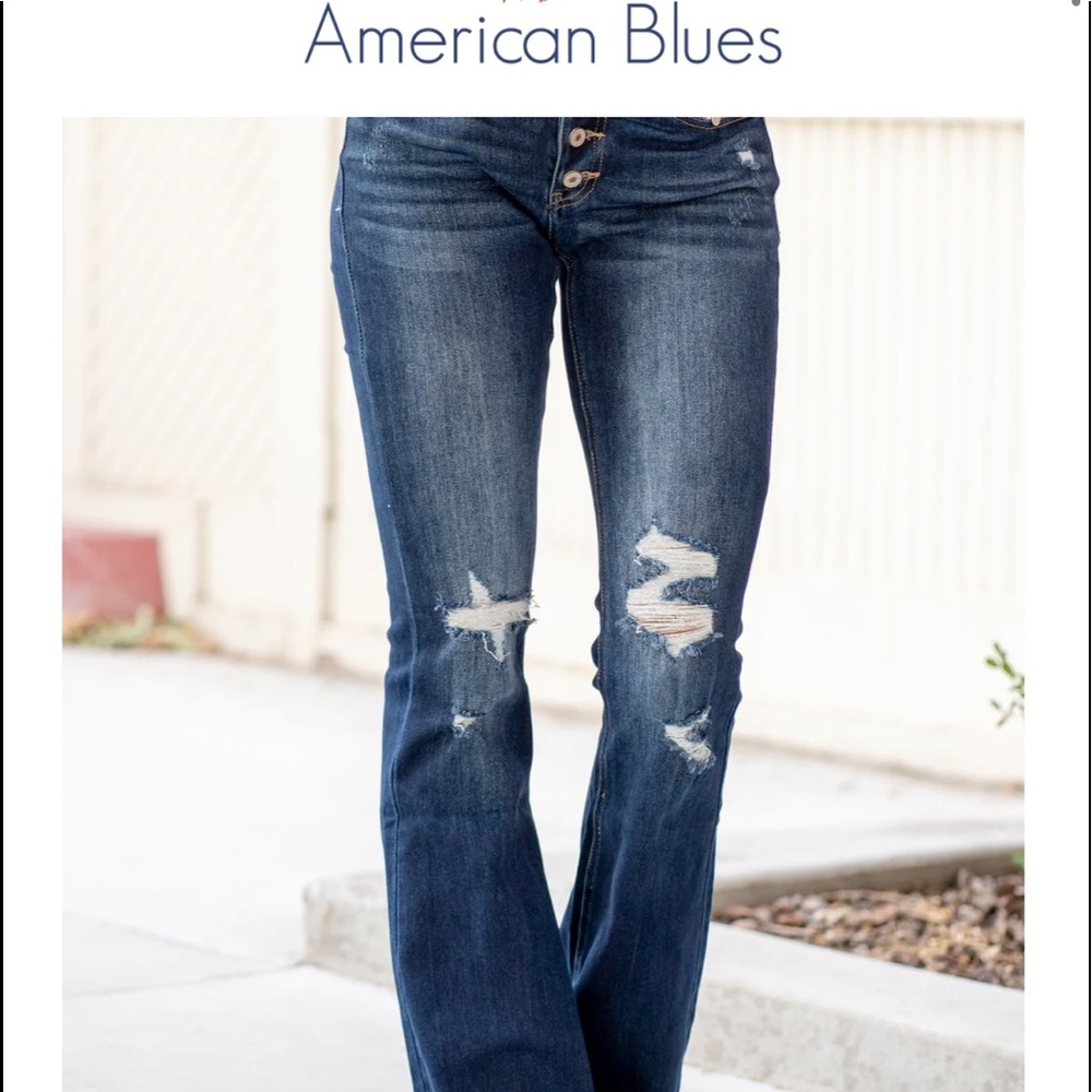 Kancan distressed wide leg jean
